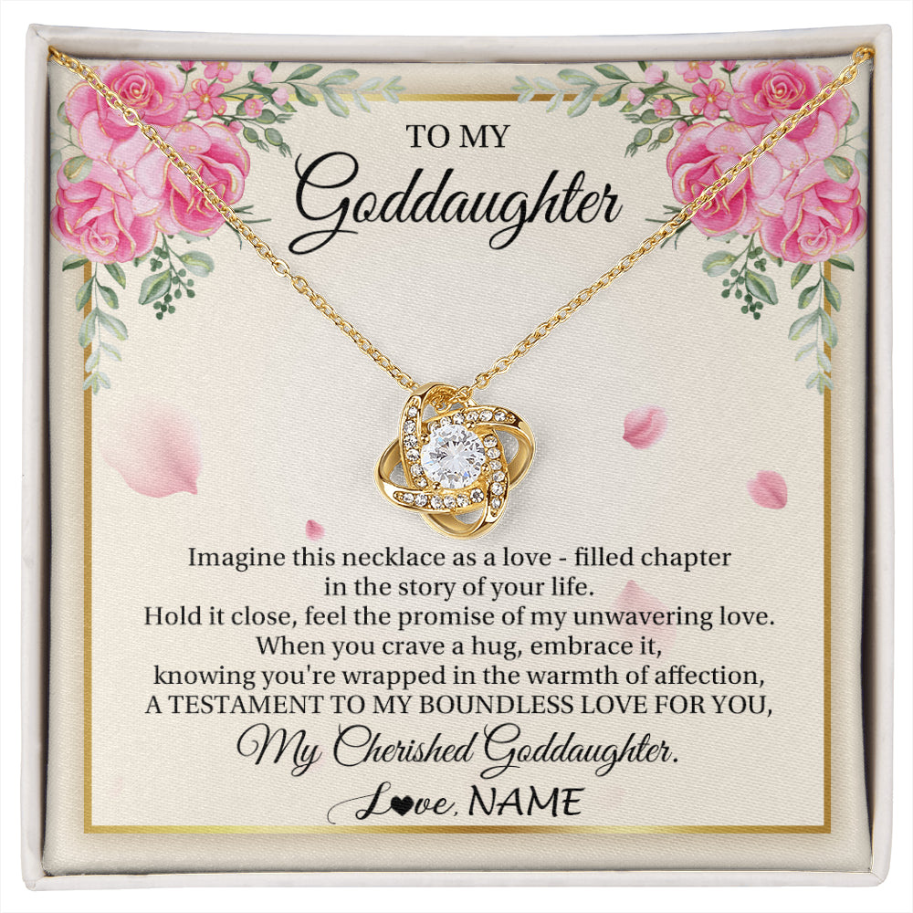 Love Knot Necklace 18K Yellow Gold Finish | 1 | Personalized To My Goddaughter From Aunt Imagine This Necklace As A Love Goddaughter Birthday Graduation Christmas Customized Gift Box Message Card | siriusteestore