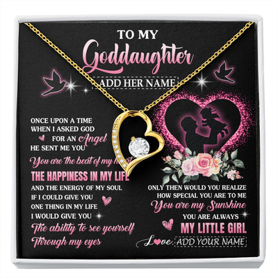 Forever Love Necklace 18K Yellow Gold Finish | 1 | Personalized To My Goddaughter From Godfather Necklace Once Upon A Time Birthday Graduation Gifts For Goddaughter Gifts Christmas Custom Gift Box Message Card | siriusteestore.myshopify