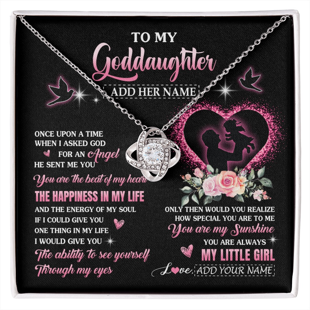 Love Knot Necklace 14K White Gold Finish | 1 | Personalized To My Goddaughter From Godfather Necklace Once Upon A Time Birthday Graduation Gifts For Goddaughter Gifts Christmas Custom Gift Box Message Card | siriusteestore.myshopify