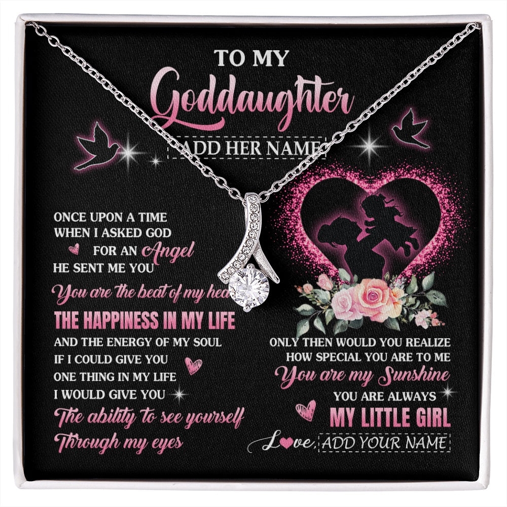 Alluring Beauty Necklace 14K White Gold Finish | 1 | Personalized To My Goddaughter From Godmother Necklace Once Upon A Time Birthday Graduation Gifts For Goddaughter Gifts Christmas Custom Gift Box Message Card | siriusteestore.myshopify