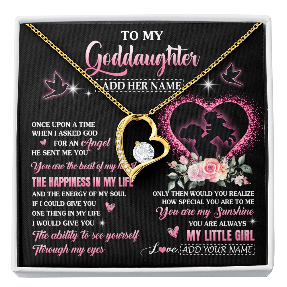 Forever Love Necklace 18K Yellow Gold Finish | 1 | Personalized To My Goddaughter From Godmother Necklace Once Upon A Time Birthday Graduation Gifts For Goddaughter Gifts Christmas Custom Gift Box Message Card | siriusteestore.myshopify