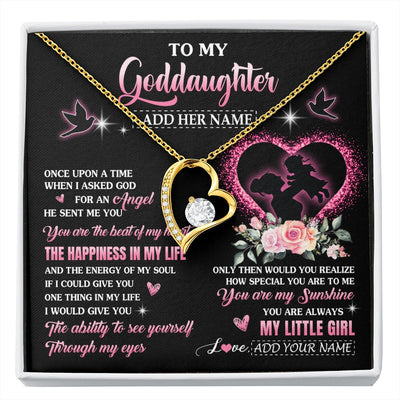 Forever Love Necklace 18K Yellow Gold Finish | 1 | Personalized To My Goddaughter From Godmother Necklace Once Upon A Time Birthday Graduation Gifts For Goddaughter Gifts Christmas Custom Gift Box Message Card | siriusteestore.myshopify