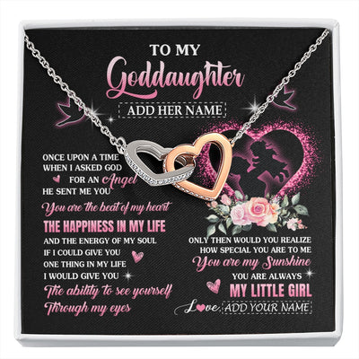 Interlocking Hearts Necklace Stainless Steel & Rose Gold Finish | 1 | Personalized To My Goddaughter From Godmother Necklace Once Upon A Time Birthday Graduation Gifts For Goddaughter Gifts Christmas Custom Gift Box Message Card | siriusteestore.myshopify