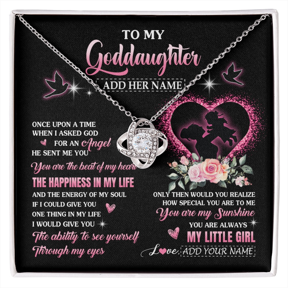 Love Knot Necklace 14K White Gold Finish | 1 | Personalized To My Goddaughter From Godmother Necklace Once Upon A Time Birthday Graduation Gifts For Goddaughter Gifts Christmas Custom Gift Box Message Card | siriusteestore.myshopify