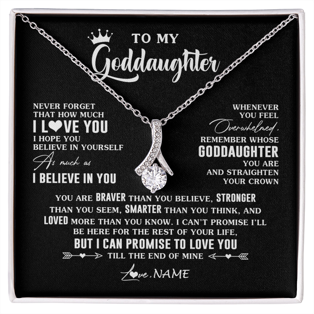 Alluring Beauty Necklace 14K White Gold Finish | 1 | Personalized To My Goddaughter Gifs From Godmother Necklace How Much I Love You Goddaughter Birthday Graduation Christmas Customized Gift Box Message Card | siriusteestore