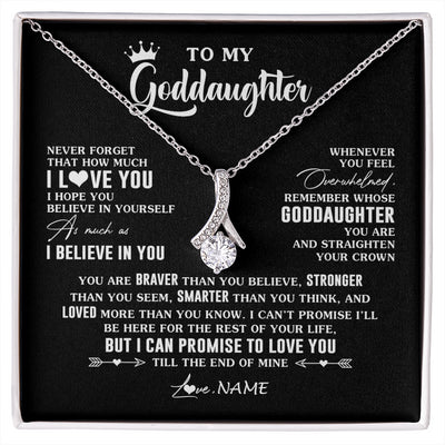 Alluring Beauty Necklace 14K White Gold Finish | 1 | Personalized To My Goddaughter Gifs From Godmother Necklace How Much I Love You Goddaughter Birthday Graduation Christmas Customized Gift Box Message Card | siriusteestore