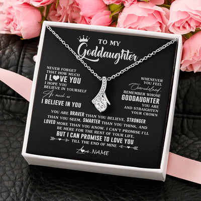 Alluring Beauty Necklace 14K White Gold Finish | 2 | Personalized To My Goddaughter Gifs From Godmother Necklace How Much I Love You Goddaughter Birthday Graduation Christmas Customized Gift Box Message Card | siriusteestore