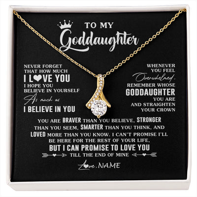 Alluring Beauty Necklace 18K Yellow Gold Finish | 1 | Personalized To My Goddaughter Gifs From Godmother Necklace How Much I Love You Goddaughter Birthday Graduation Christmas Customized Gift Box Message Card | siriusteestore