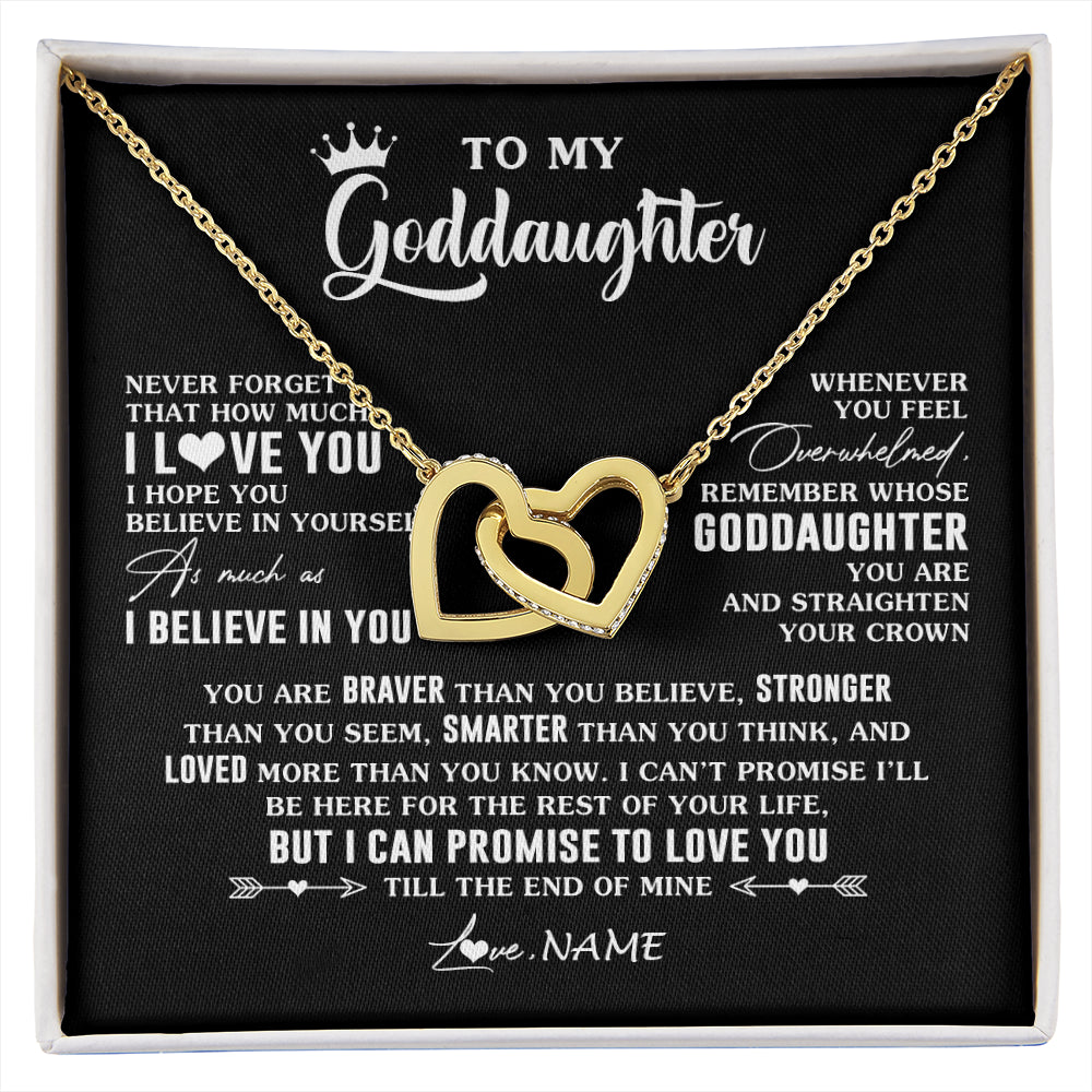 Interlocking Hearts Necklace 18K Yellow Gold Finish | 1 | Personalized To My Goddaughter Gifs From Godmother Necklace How Much I Love You Goddaughter Birthday Graduation Christmas Customized Gift Box Message Card | siriusteestore