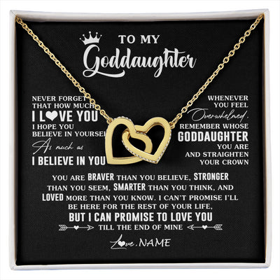 Interlocking Hearts Necklace 18K Yellow Gold Finish | 1 | Personalized To My Goddaughter Gifs From Godmother Necklace How Much I Love You Goddaughter Birthday Graduation Christmas Customized Gift Box Message Card | siriusteestore