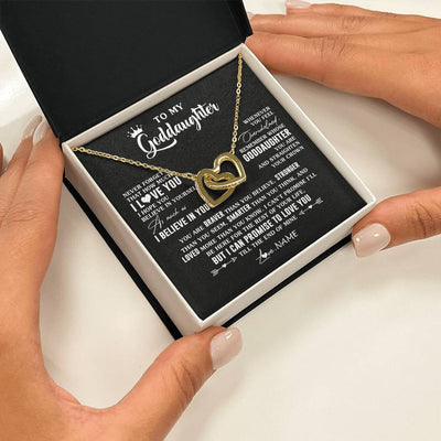 Interlocking Hearts Necklace 18K Yellow Gold Finish | 2 | Personalized To My Goddaughter Gifs From Godmother Necklace How Much I Love You Goddaughter Birthday Graduation Christmas Customized Gift Box Message Card | siriusteestore