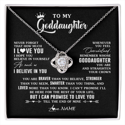 Love Knot Necklace 14K White Gold Finish | 1 | Personalized To My Goddaughter Gifs From Godmother Necklace How Much I Love You Goddaughter Birthday Graduation Christmas Customized Gift Box Message Card | siriusteestore
