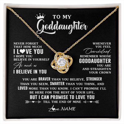 Love Knot Necklace 18K Yellow Gold Finish | 1 | Personalized To My Goddaughter Gifs From Godmother Necklace How Much I Love You Goddaughter Birthday Graduation Christmas Customized Gift Box Message Card | siriusteestore