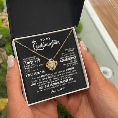 Love Knot Necklace 18K Yellow Gold Finish | 2 | Personalized To My Goddaughter Gifs From Godmother Necklace How Much I Love You Goddaughter Birthday Graduation Christmas Customized Gift Box Message Card | siriusteestore