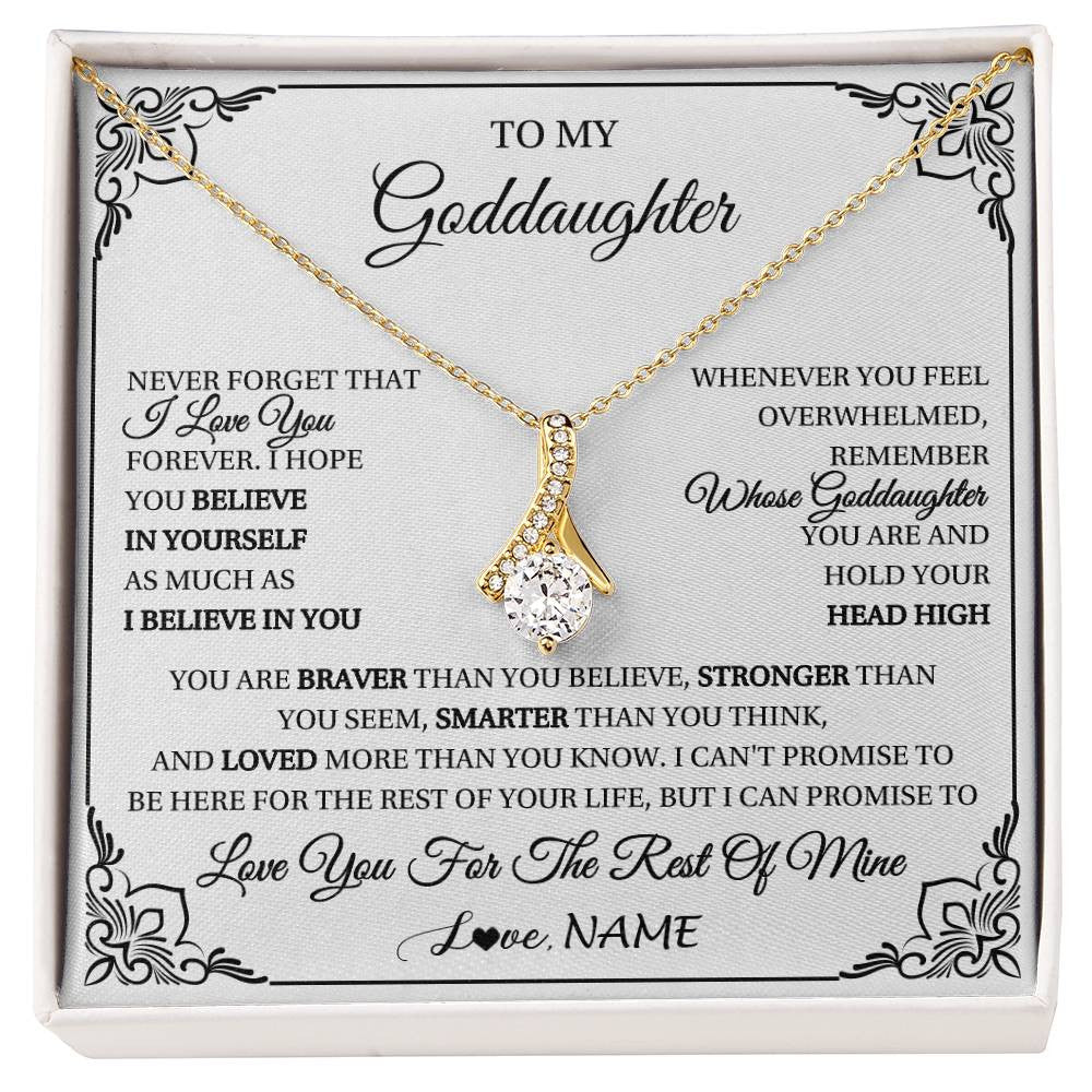 Alluring Beauty Necklace 18K Yellow Gold Finish | 1 | Personalized To My Goddaughter Gift Necklace From Godmother Uncle I Love You Believe In You Goddaughter Birthday Christmas Customized Gift Box Message Card | siriusteestore