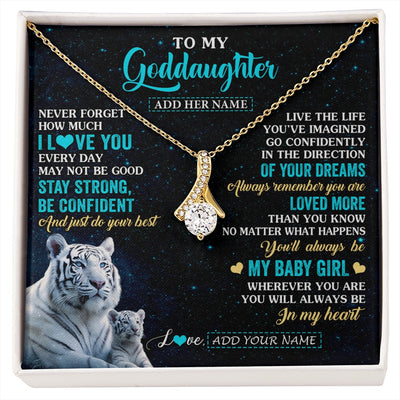 Alluring Beauty Necklace 18K Yellow Gold Finish | 1 | Personalized To My Goddaughter Gifts From Aunt Necklace White Tiger Never Forget How Much I Love You Goddaughter Birthday Christmas Gift Box Message Card | siriusteestore.myshopify