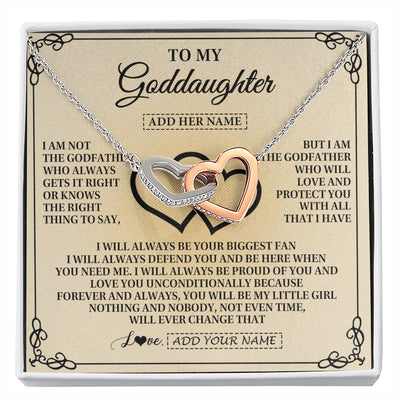 Interlocking Hearts Necklace Stainless Steel & Rose Gold Finish | 1 | Personalized To My Goddaughter Gifts From Godfather Goddaughter Birthday Gifts Jewelry For Women Goddaughter Pendant Necklace Christmas Gift Box Message Card | https://siriusteestore.