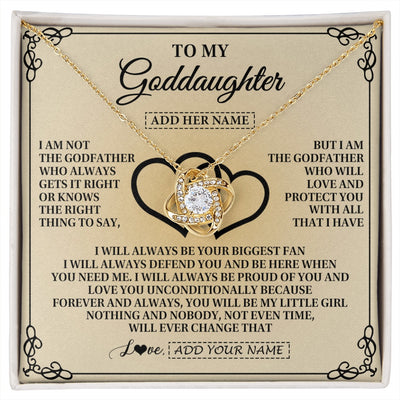 Love Knot Necklace 18K Yellow Gold Finish | 1 | Personalized To My Goddaughter Gifts From Godfather Goddaughter Birthday Gifts Jewelry For Women Goddaughter Pendant Necklace Christmas Gift Box Message Card | https://siriusteestore.