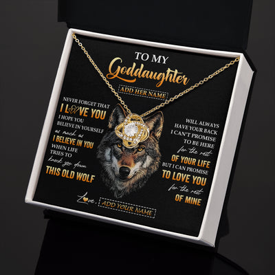 Love Knot Necklace 18K Yellow Gold Finish | 2 | Personalized To My Goddaughter Gifts From Godfather Godmother Necklace Old Wolf Love You Goddaughter Birthday Gifts Graduation Christmas Gift Box Message Card | siriusteestore