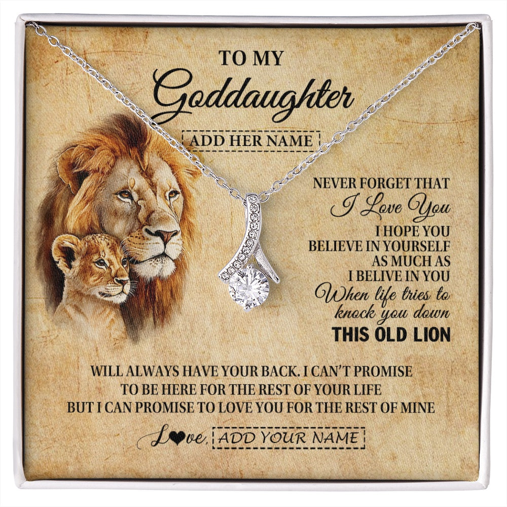 Alluring Beauty Necklace 14K White Gold Finish | 1 | Personalized To My Goddaughter Gifts From Godfather Lion Necklace I Love You Goddaughter Birthday Gifts Graduation Christmas Custom Gift Box Message Card | siriusteestore.myshopify
