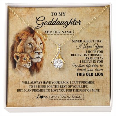 Alluring Beauty Necklace 18K Yellow Gold Finish | 1 | Personalized To My Goddaughter Gifts From Godfather Lion Necklace I Love You Goddaughter Birthday Gifts Graduation Christmas Custom Gift Box Message Card | siriusteestore.myshopify