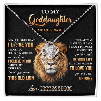 Love Knot Necklace 14K White Gold Finish | 1 | Personalized To My Goddaughter Gifts From Godfather Necklace Old Lion Love You Goddaughter Birthday Gifts Graduation Christmas Custom Gift Box Message Card | siriusteestore.myshopify