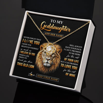 Love Knot Necklace 18K Yellow Gold Finish | 2 | Personalized To My Goddaughter Gifts From Godfather Necklace Old Lion Love You Goddaughter Birthday Gifts Graduation Christmas Custom Gift Box Message Card | siriusteestore.myshopify
