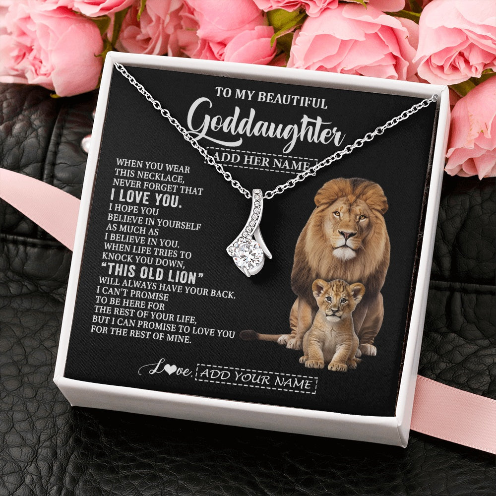Alluring Beauty Necklace 14K White Gold Finish | 2 | Personalized To My Goddaughter Gifts From Godfather Necklace This Old Lion Love You Goddaughter Birthday Gifts Christmas Jewelry Custom Gift Box Message Card | https://siriusteestore.