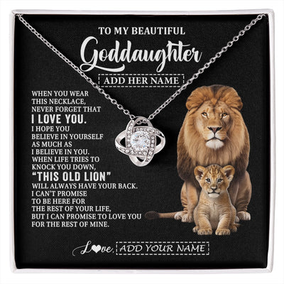 Love Knot Necklace 14K White Gold Finish | 1 | Personalized To My Goddaughter Gifts From Godfather Necklace This Old Lion Love You Goddaughter Birthday Gifts Christmas Jewelry Custom Gift Box Message Card | https://siriusteestore.