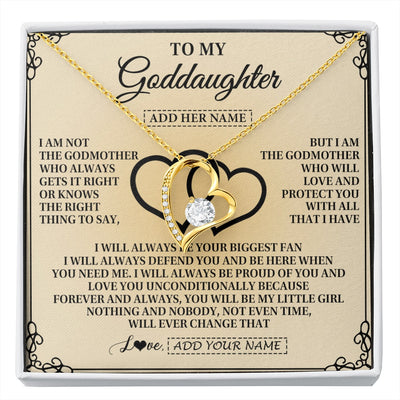 Forever Love Necklace 18K Yellow Gold Finish | 1 | Personalized To My Goddaughter Gifts From Godmother Goddaughter Birthday Gifts Jewelry For Women Goddaughter Pendant Necklace Christmas Gift Box Message Card | https://siriusteestore.