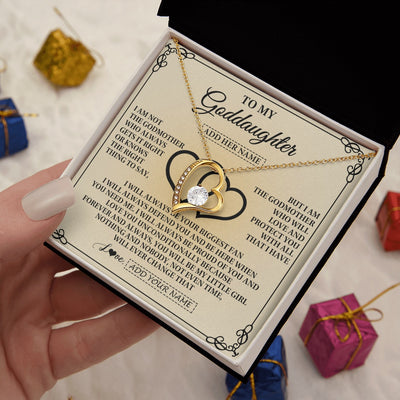 Forever Love Necklace 18K Yellow Gold Finish | 2 | Personalized To My Goddaughter Gifts From Godmother Goddaughter Birthday Gifts Jewelry For Women Goddaughter Pendant Necklace Christmas Gift Box Message Card | https://siriusteestore.