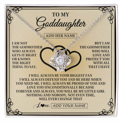 Love Knot Necklace 14K White Gold Finish | 1 | Personalized To My Goddaughter Gifts From Godmother Goddaughter Birthday Gifts Jewelry For Women Goddaughter Pendant Necklace Christmas Gift Box Message Card | https://siriusteestore.