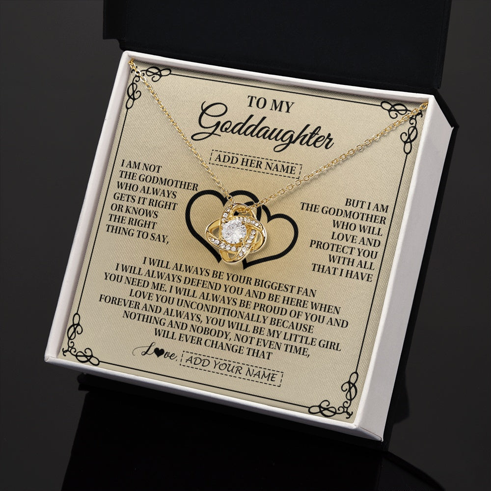 Love Knot Necklace 18K Yellow Gold Finish | 2 | Personalized To My Goddaughter Gifts From Godmother Goddaughter Birthday Gifts Jewelry For Women Goddaughter Pendant Necklace Christmas Gift Box Message Card | https://siriusteestore.