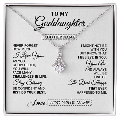 Alluring Beauty Necklace 14K White Gold Finish | 1 | Personalized To My Goddaughter Gifts From Godmother Necklace I Love You Thoughtful Keepsake Gift Goddaughter Birthday Christmas Custom Gift Box Message Card | https://siriusteestore.