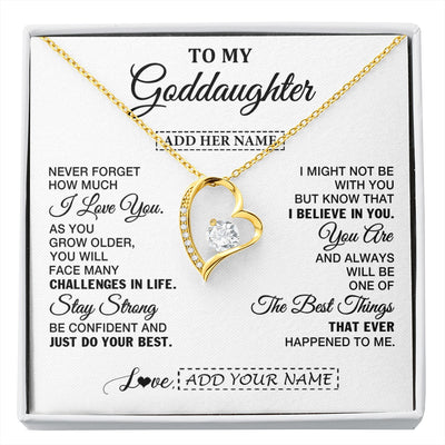 Forever Love Necklace 18K Yellow Gold Finish | 1 | Personalized To My Goddaughter Gifts From Godmother Necklace I Love You Thoughtful Keepsake Gift Goddaughter Birthday Christmas Custom Gift Box Message Card | https://siriusteestore.