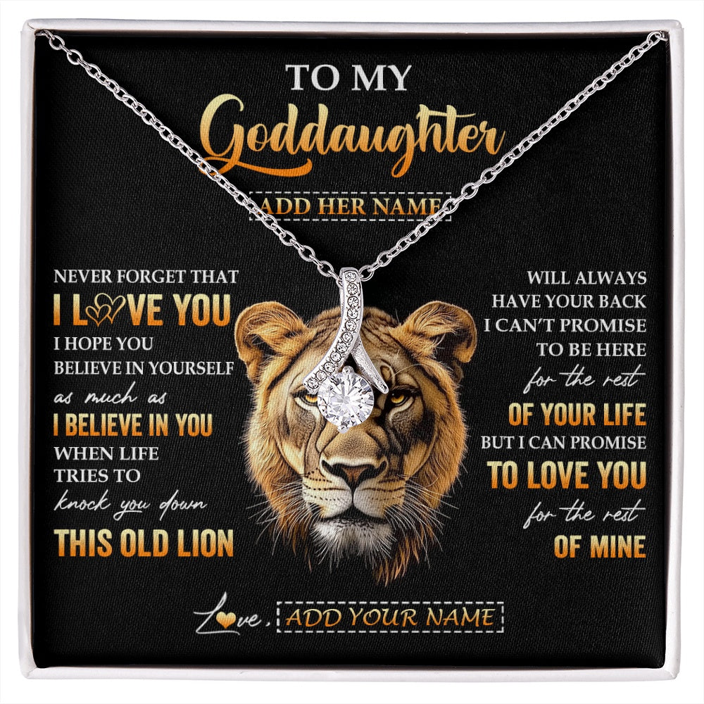 Alluring Beauty Necklace 14K White Gold Finish | 1 | Personalized To My Goddaughter Gifts From Godmother Necklace Old Lion Love You Goddaughter Birthday Gifts Graduation Christmas Custom Gift Box Message Card | siriusteestore.myshopify