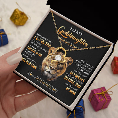Forever Love Necklace 18K Yellow Gold Finish | 2 | Personalized To My Goddaughter Gifts From Godmother Necklace Old Lion Love You Goddaughter Birthday Gifts Graduation Christmas Custom Gift Box Message Card | siriusteestore.myshopify