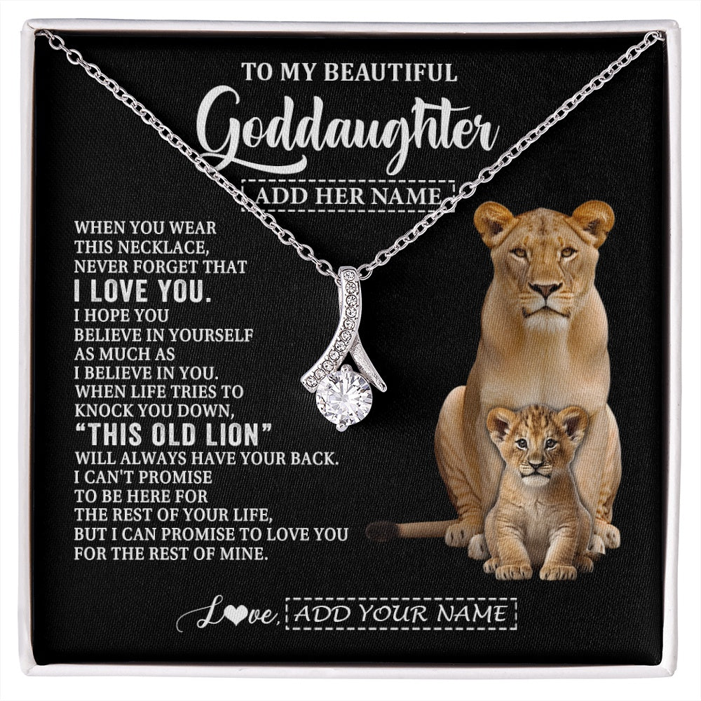 Alluring Beauty Necklace 14K White Gold Finish | 1 | Personalized To My Goddaughter Gifts From Godmother Necklace This Old Lion Love You Goddaughter Birthday Gifts Christmas Jewelry Custom Gift Box Message Card | https://siriusteestore.