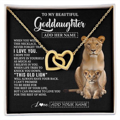 Interlocking Hearts Necklace 18K Yellow Gold Finish | 1 | Personalized To My Goddaughter Gifts From Godmother Necklace This Old Lion Love You Goddaughter Birthday Gifts Christmas Jewelry Custom Gift Box Message Card | https://siriusteestore.