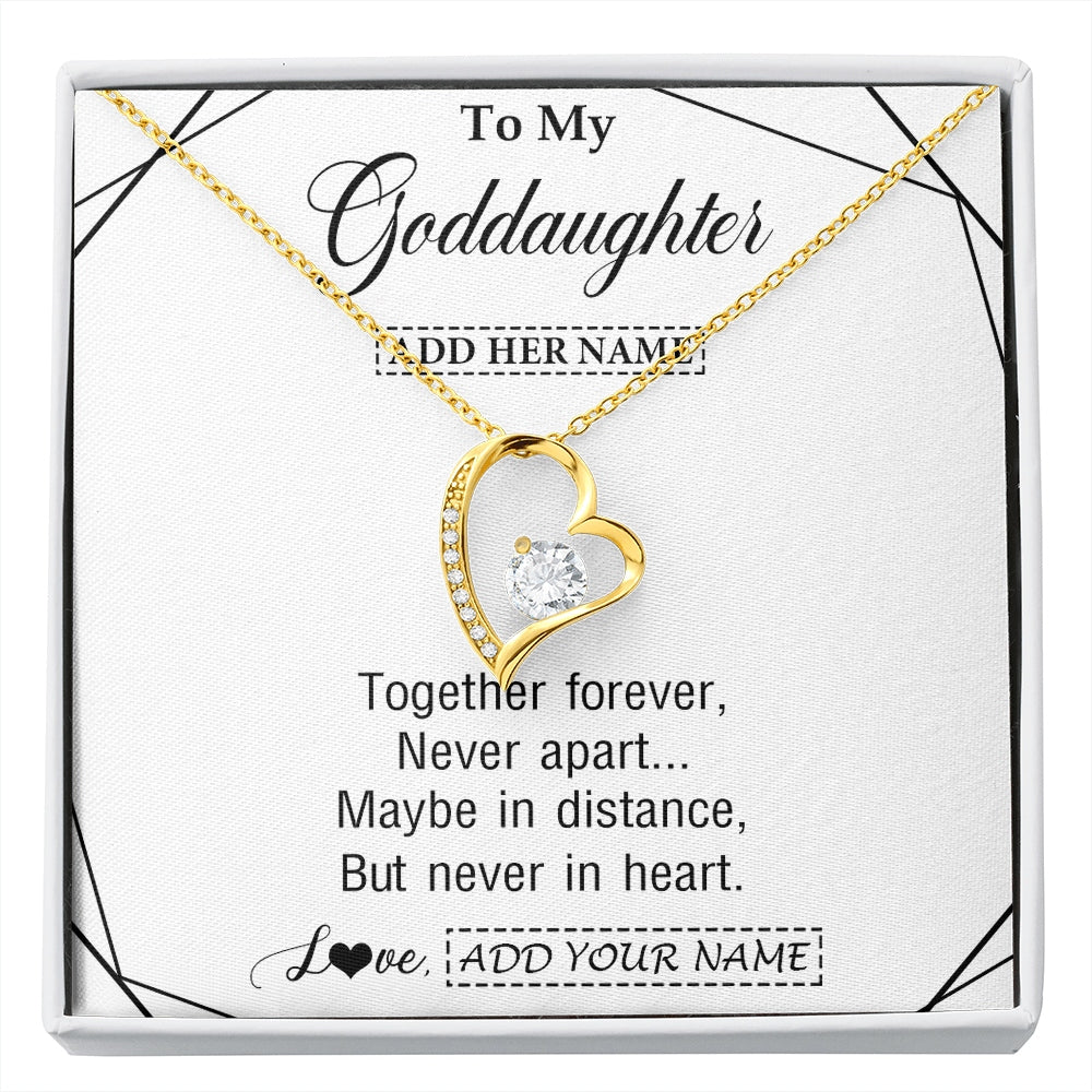 Forever Love Necklace 18K Yellow Gold Finish | 1 | Personalized To My Goddaughter Gifts From Godmother Necklace Together Forever With Heartfelt Message Goddaughter Birthday Christmas Gift Box Message Card | https://siriusteestore.