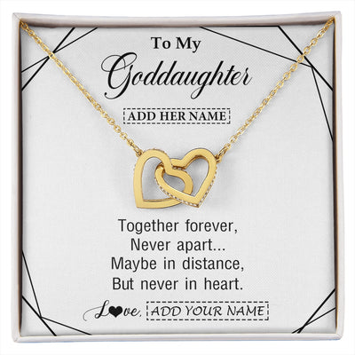 Interlocking Hearts Necklace 18K Yellow Gold Finish | 1 | Personalized To My Goddaughter Gifts From Godmother Necklace Together Forever With Heartfelt Message Goddaughter Birthday Christmas Gift Box Message Card | https://siriusteestore.