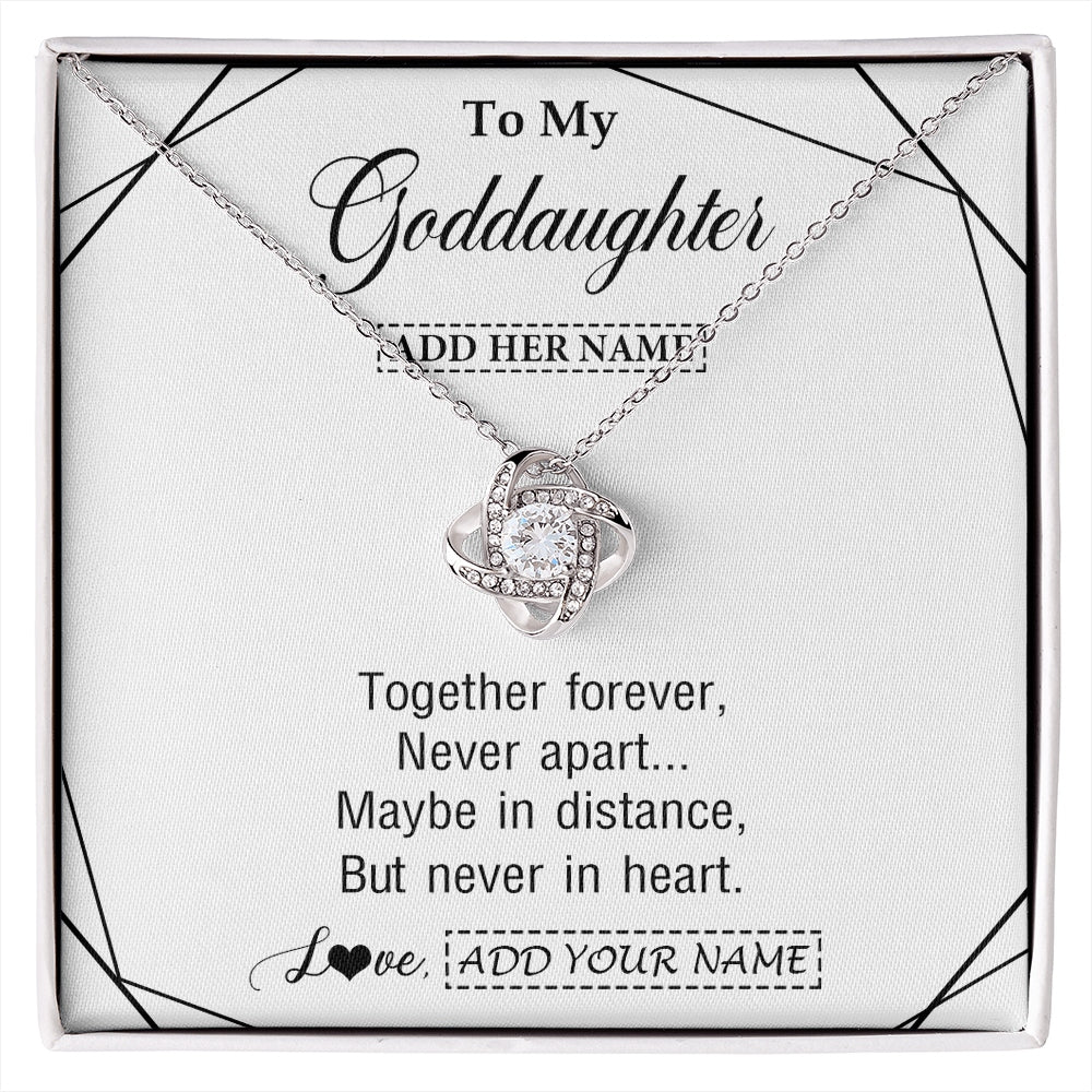 Love Knot Necklace 14K White Gold Finish | 1 | Personalized To My Goddaughter Gifts From Godmother Necklace Together Forever With Heartfelt Message Goddaughter Birthday Christmas Gift Box Message Card | https://siriusteestore.