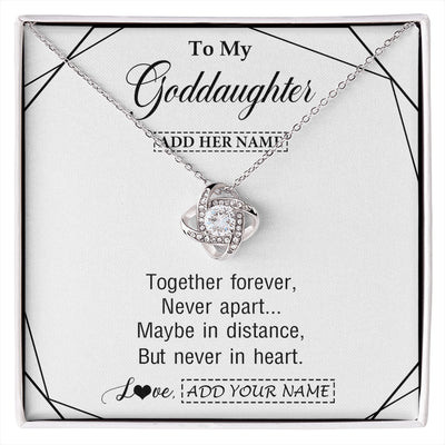 Love Knot Necklace 14K White Gold Finish | 1 | Personalized To My Goddaughter Gifts From Godmother Necklace Together Forever With Heartfelt Message Goddaughter Birthday Christmas Gift Box Message Card | https://siriusteestore.