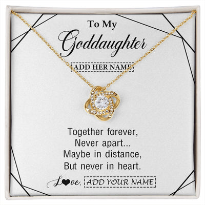Love Knot Necklace 18K Yellow Gold Finish | 1 | Personalized To My Goddaughter Gifts From Godmother Necklace Together Forever With Heartfelt Message Goddaughter Birthday Christmas Gift Box Message Card | https://siriusteestore.