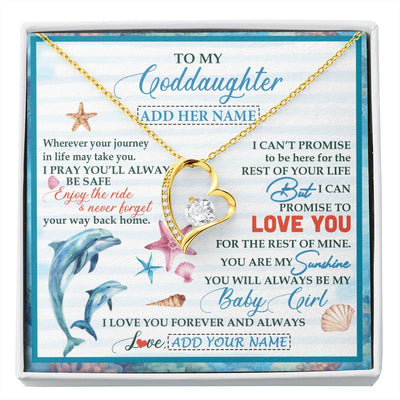 Forever Love Necklace 18K Yellow Gold Finish | 1 | Personalized To My Goddaughter Gifts Necklace Dolphin From Godmother My Sunshine Jewelry For Goddaughter Birthday Gift Christmas Custom Gift Box Message Card | https://siriusteestore.