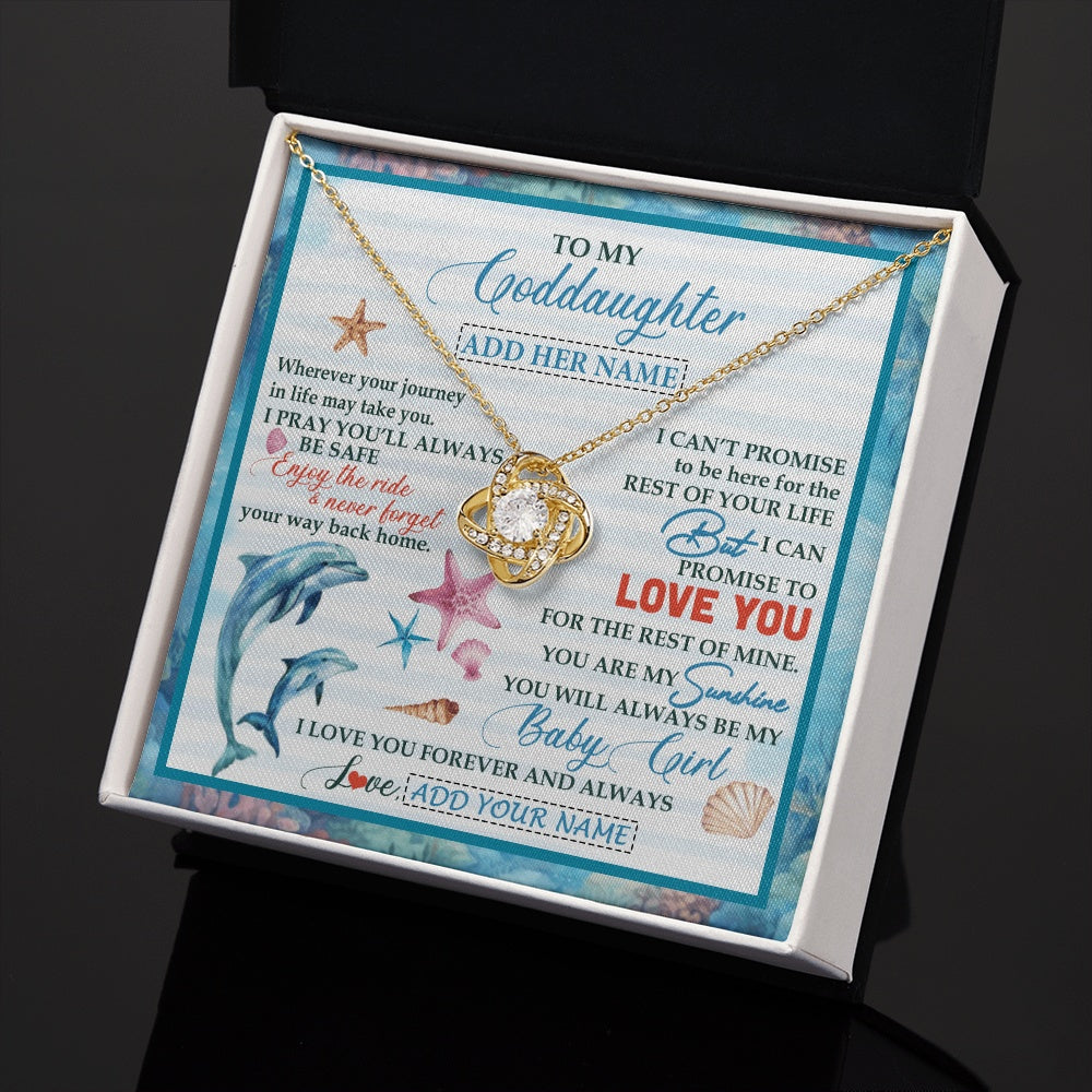 Love Knot Necklace 18K Yellow Gold Finish | 2 | Personalized To My Goddaughter Gifts Necklace Dolphin From Godmother My Sunshine Jewelry For Goddaughter Birthday Gift Christmas Custom Gift Box Message Card | https://siriusteestore.