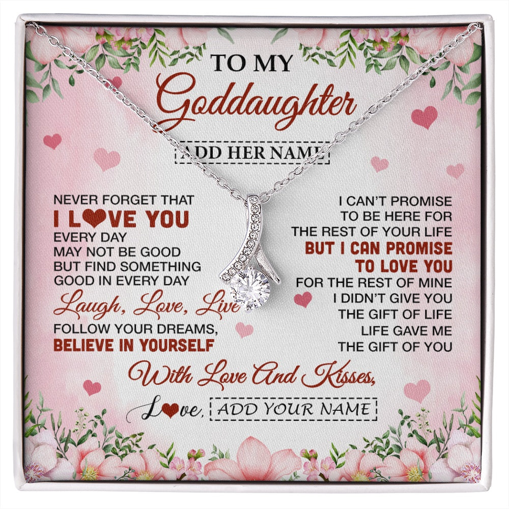 Alluring Beauty Necklace 14K White Gold Finish | 1 | Personalized To My Goddaughter Gifts Necklace From Aunt Floral I Love You Birthday Gifts For Goddaughter Graduation Christmas Customized Gift Box Message Card | https://siriusteestore.
