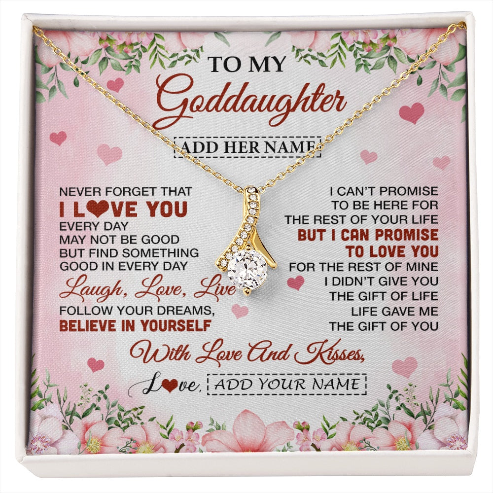 Alluring Beauty Necklace 18K Yellow Gold Finish | 1 | Personalized To My Goddaughter Gifts Necklace From Aunt Floral I Love You Birthday Gifts For Goddaughter Graduation Christmas Customized Gift Box Message Card | https://siriusteestore.