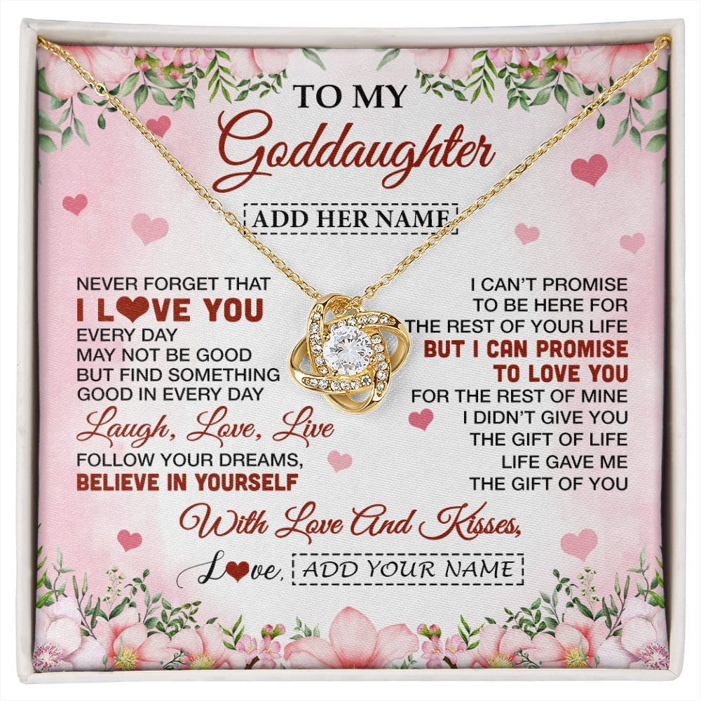 Love Knot Necklace 18K Yellow Gold Finish | 1 | Personalized To My Goddaughter Gifts Necklace From Aunt Floral I Love You Birthday Gifts For Goddaughter Graduation Christmas Customized Gift Box Message Card | https://siriusteestore.