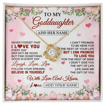 Love Knot Necklace 18K Yellow Gold Finish | 1 | Personalized To My Goddaughter Gifts Necklace From Aunt Floral I Love You Birthday Gifts For Goddaughter Graduation Christmas Customized Gift Box Message Card | https://siriusteestore.